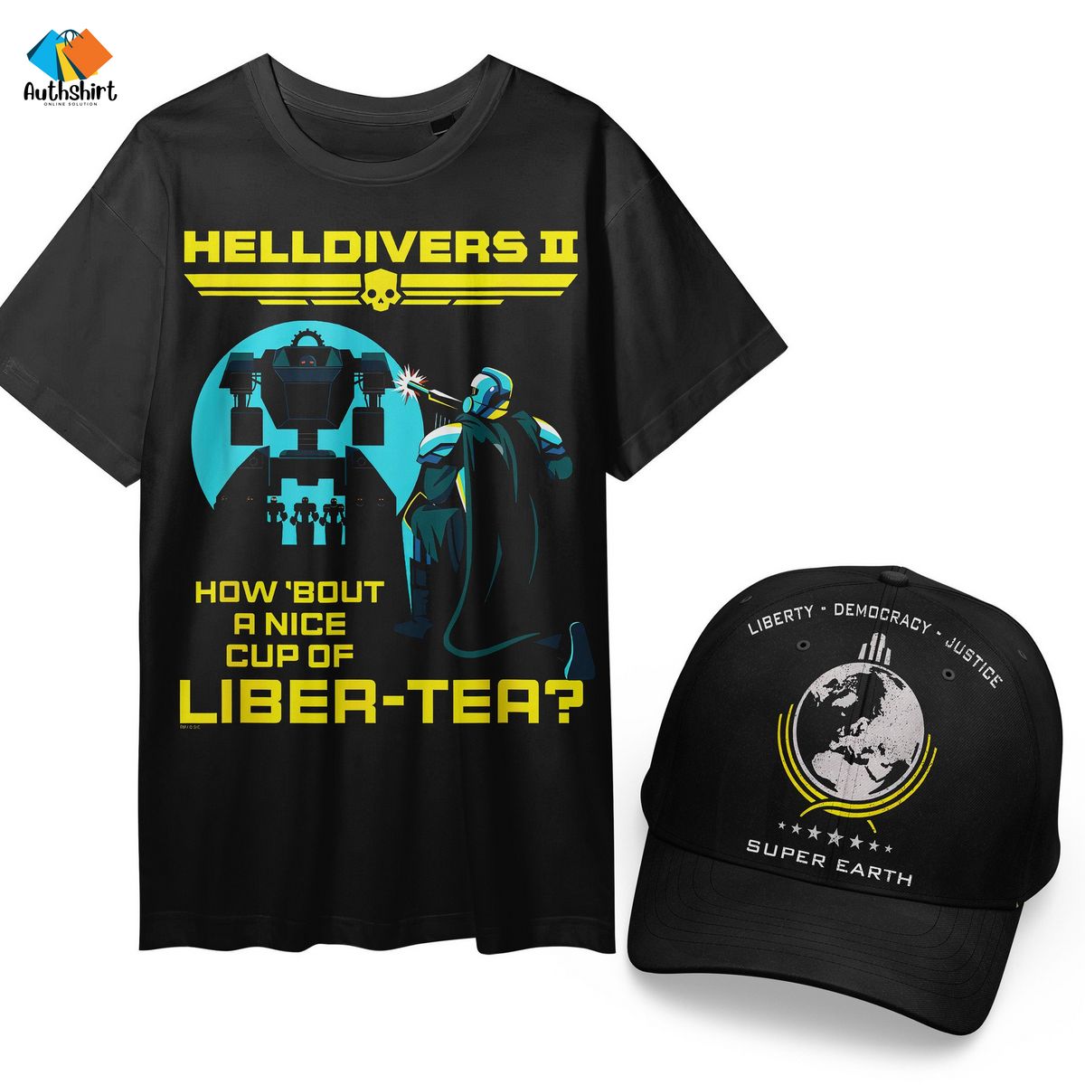 Helldrivers II How ’bout A Nice Cup Of Liber Tea Combo Shirt And Cap