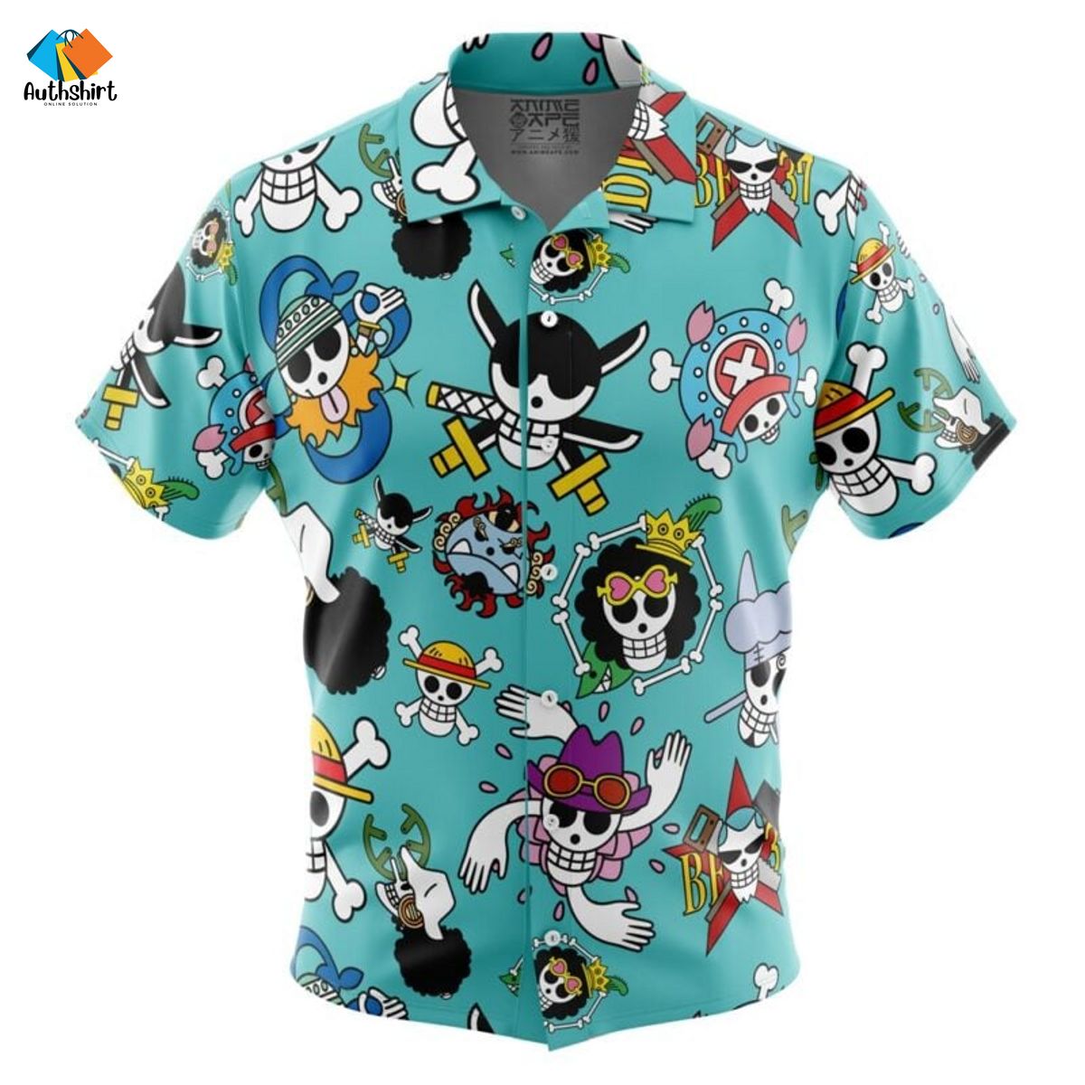 Strawhats Jolly Roger One Piece Button Up Hawaiian Shirt