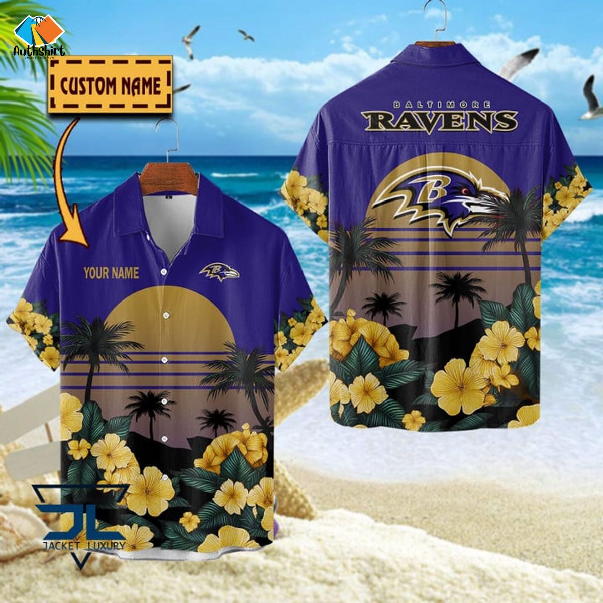 Baltimore Ravens NFL Tropical Summer 2024 Custom Name Hawaiian Shirt And Short