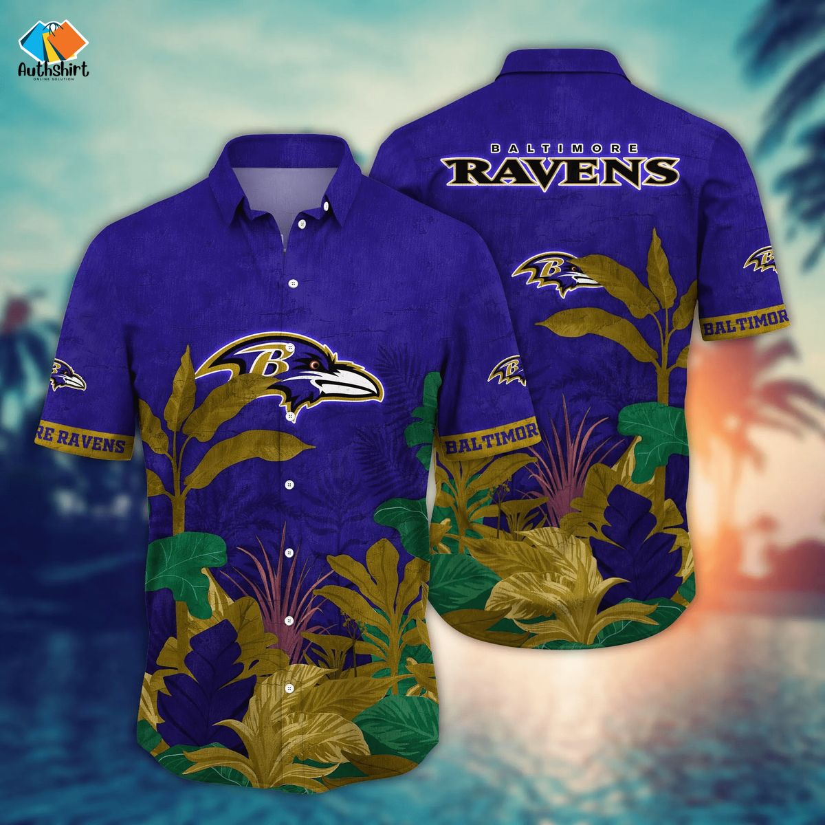 Baltimore Ravens Tropical Arecaceae Hawaiian Shirt And Short