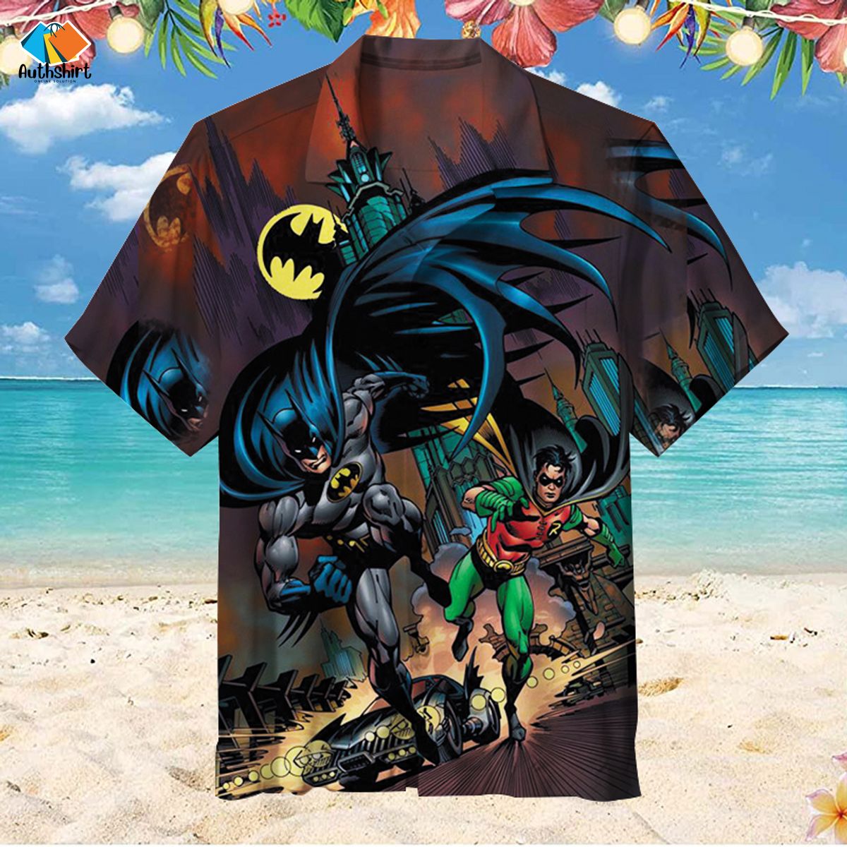 Batman and Robin Running Hawaiian Shirt And Short