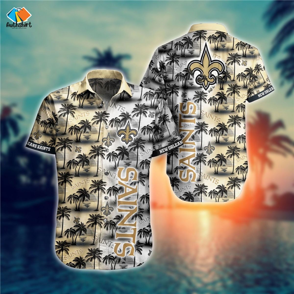 New Orleans Saints Coconut Palm Tree Hawaiian Shirt